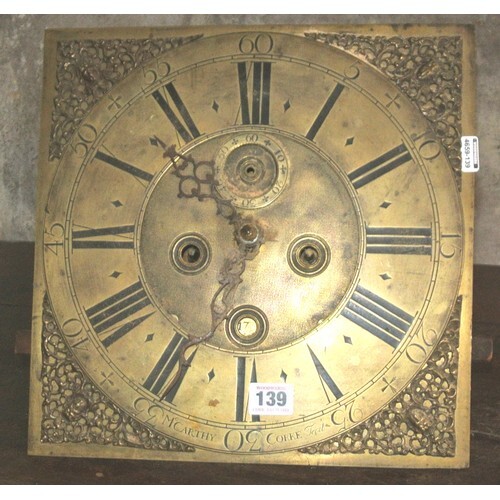 'McCarthy Corke' longcase brass clock dial with seconds dial...