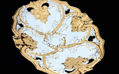 Meissen - Ceremonial Centrepiece/Bowl (33/24,8 cm) - Oak Leaves & Gold - Bowl - Hand Painted Porcelain