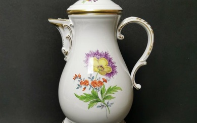 Meissen - Coffee pot (3) - Coffee pot and food warmer with candle holder "Flower 2" H 24cm /9 cm