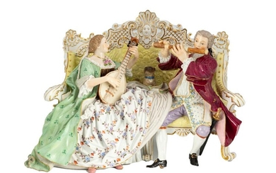 Meissen Figurine of a Man and Woman Playing Musical