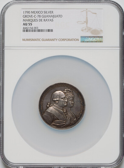 Mexico: , Guanajuato. Charles IV silver "Marques de San Juan de Rayas" Proclamation Medal 1790 AU55 NGC,...