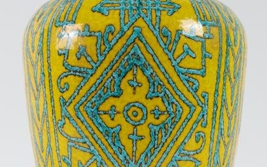Mid Century Mancioli Yellow Green Italian Vase
