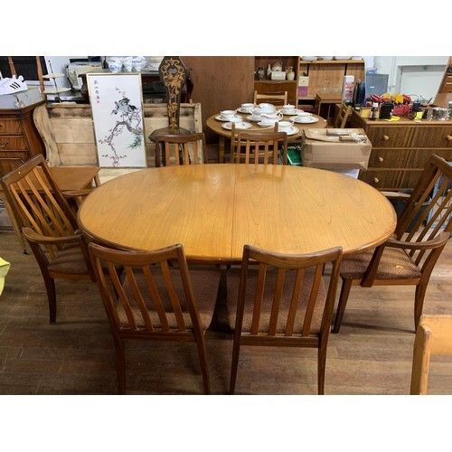 Mid century G-Plan dining table and 6 chairs to include 2 ca...
