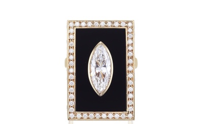 Mikimoto, Diamond and Onyx Ring
