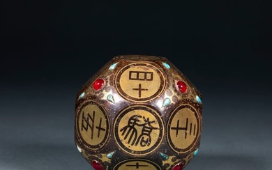 Mingqian Cuo gold and silver inlaid dice