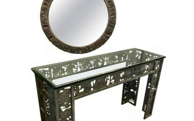 Mixed Metal Console and Mirror