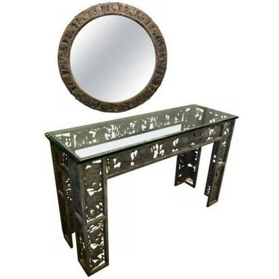 Mixed Metal Console and Mirror