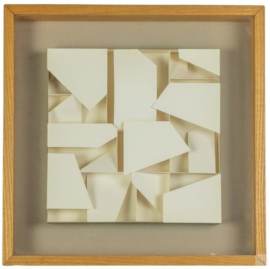 Modern Abstract Signed 3D Paper Collage Sculpture