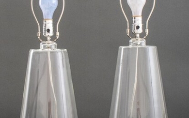 Modern Minimalist Glass Cone Table Lamps, Pair