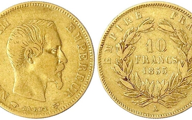Monnaies et médailles d'or étrangères, France, Napoléon III, 1852-1870, 10 Francs 1855 A, Paris. 3,22...