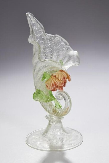 Murano art glass cornucopia spill vase