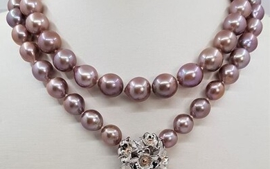 NO RESERVE PRICE - 10x12mm Pink Edison Freshwater pearls - Necklace