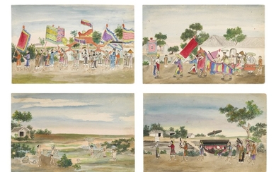 NORTHERN VIETNAMESE SCHOOL | SCENES AND SKETCHES OF DAILY LIFE AND RELIGIOUS CEREMONIES IN THE NORTH OF VIETNAM, NAM DINH (SOUTH OF HANOI)