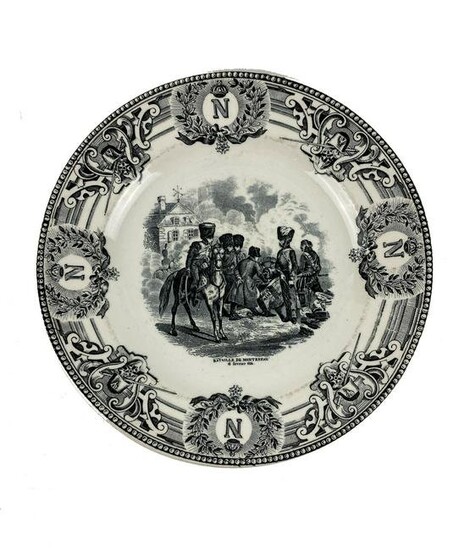 Napoleonic porcelain plate signed Boch Freres Keramis