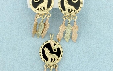 Native American Dream Catcher Dangle Pendant & Earrings