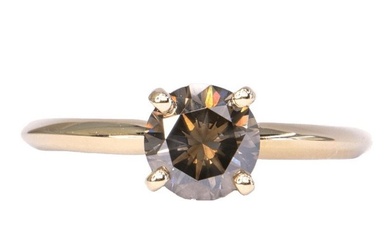 No Reserve Price - 1.07 ct Natural Fancy Dark Gray SI1 - 14 kt. Yellow gold - Ring - 1.07 ct Diamond