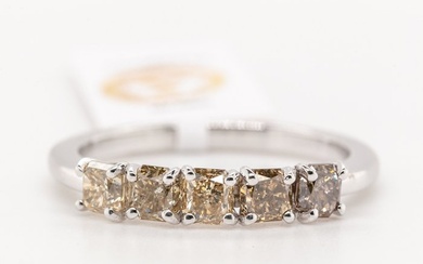 No Reserve Price - 1.25 tcw - Fancy Yellow - 14 kt. White gold - Ring Diamond