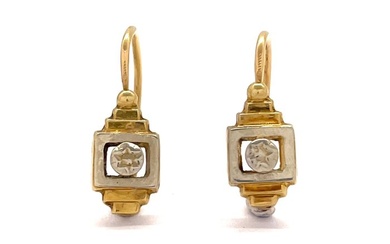 No Reserve Price - Art Déco - Vers 1925 - Earrings - 18 kt. Platinum, Yellow gold