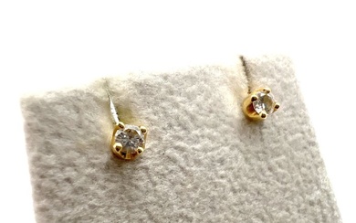 No Reserve Price - Earrings - 18 kt. Yellow gold - 0.14 tw. Diamond (Natural)