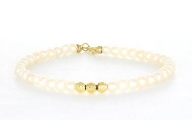 " No Reserve Price " Natural pearls, 18kt yellow gold - Bracelet