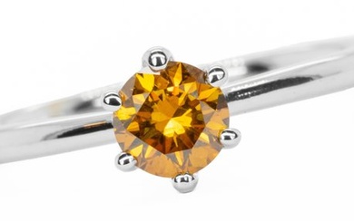 No Reserve Price - Ring - 18 kt. White gold - 0.55 tw. Orange Diamond (Natural coloured)