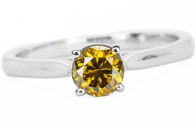 No Reserve Price - Ring - 18 kt. White gold - 0.60 tw. Yellow Diamond (Natural coloured)