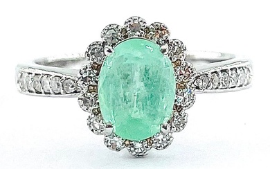 No Reserve Price - Ring White gold Emerald - Diamond