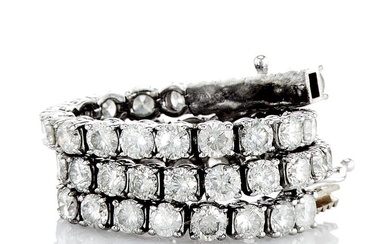 No Reserve Price Tennis bracelet - White gold - 6.80ct. Round Diamond