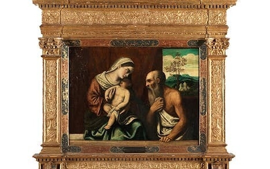 Norditalienischer Maler des 16. Jahrhunderts, MADONNA MIT DEM KIND UND DEM HEILIGEN HIERONYMUS