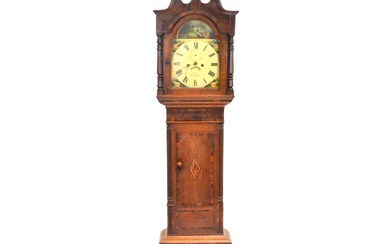Oak and mahogany longcase clock