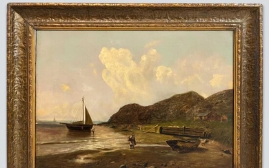 意大利卢加诺海岸线布面油画 十九世纪 Oil on Canvas, Lugano Coastline, Italy, 19th...