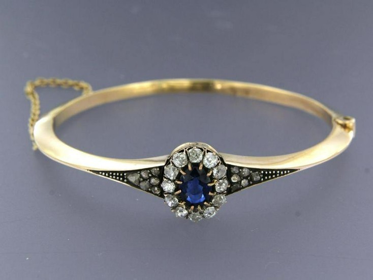Old Dutch bracelet with sapphire and diamonds