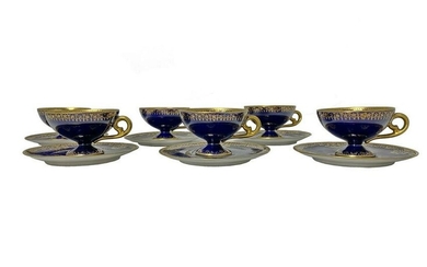 Old Vienna set of 6 porcelain cups w/dishes