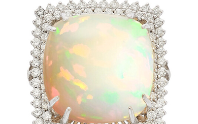 Opal, Diamond, White Gold Ring The ring features a...