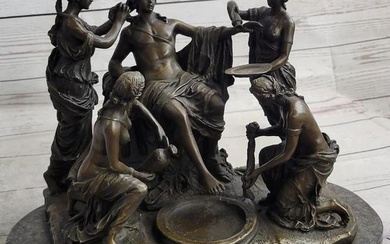 Original Mythological Roman Majesty and his Four Nude Attendants Bronze Sculpture - 12" x 11"