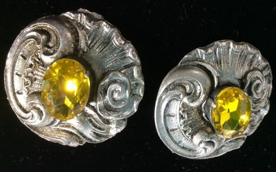 Oversize Embossed Metal & Rhinestone Earrings