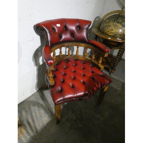 Oxblood leather button back office chair