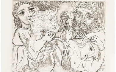 PABLO PICASSO (1881-1973), Minotaur, buveur et femmes, from La Suite Vollard