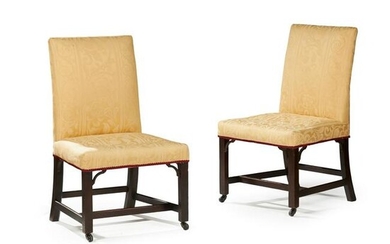 PAIR OF GEORGE III MAHOGANY UPHOLSTERED SIDE CHAIRS