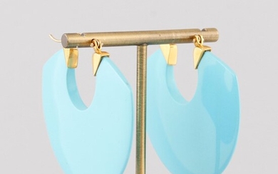 *PAIR OF TURQUOISE PASTE AND GOLD EARRINGS