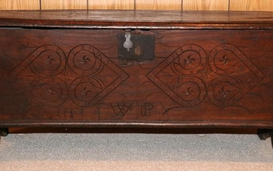 PENNSYLVANIA CARVED PINE CHEST, 19TH C