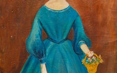 PRIMITIVE FULL-LENGTH PORTRAIT OF A YOUNG GIRL.