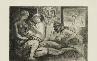 Pablo Picasso Quatre femmes nues et tête sculptée, from the...