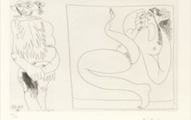 Pablo Picasso_Homme des bois devant une toile représentant une bacchante, Pl.241 from 'Séries 347'