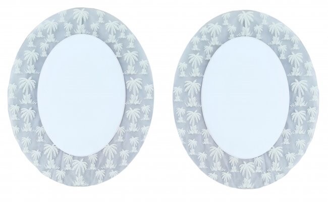 Pair of Acrylic French Wall Mirrors w/ reverse Painting