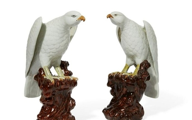 Pair of Chinese Export porcelain models of eagles