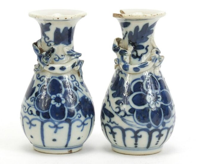 Pair of Chinese blue and white porcelain vases with