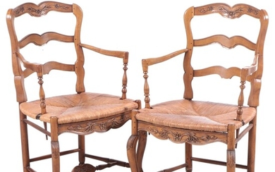 Pair of French Provincial Style Hardwood Armchairs