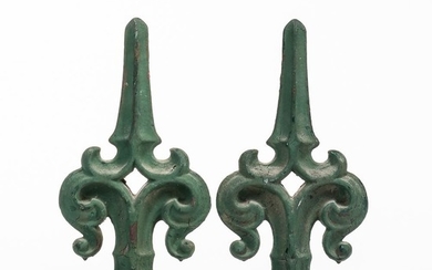 Pair of Green-painted Fencepost Finials