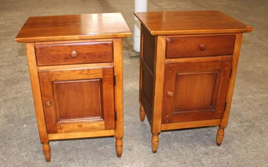 Pair of Lexington Homestead Collections solid cherry 1 drawer 1 door nightstands